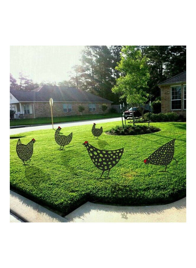 NIBEMINENT 5-Piece Chicken Yard Art Garden Lawn Floor Decoration Black - Image 1