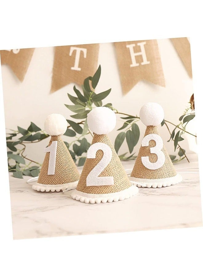 1st Birthday Party Hat, birthday hat, Adjustable Soft Headband, Birthday Decoration Celebration Cone Hats for Celebrations, linen decorative hat, Party Supplies for Baby for Girl and Boy - Image 4