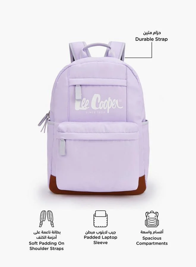 Lee Cooper LILAC Solid Backpack With Adjustable Shoulder Straps  | Best Price UAE