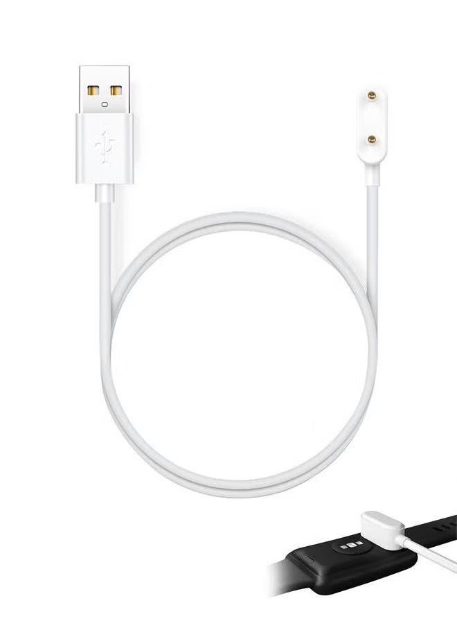 شاحن متوافق مع ساعة هواوي واتش فيت هونر باند 6، كابل شحن USB بديل للساعة الذكية بطول 100 سم، شاحن مغناطيسي (أبيض) - Image 1