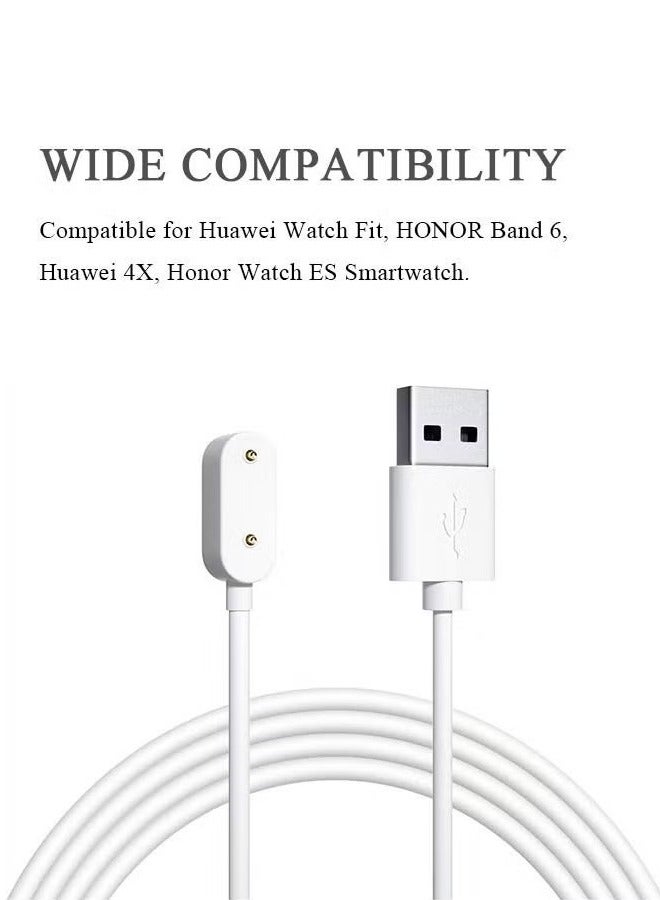 شاحن متوافق مع ساعة هواوي واتش فيت هونر باند 6، كابل شحن USB بديل للساعة الذكية بطول 100 سم، شاحن مغناطيسي (أبيض) - Image 3