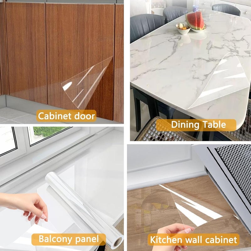 WALLFLY Transparent Wall Protective Film | Kitchen Backsplash Sheet-Oil Proof Wallpaper, Wall Protector for Furnitures, Countertops Splash Guard Clear Removable Wallpaper (Clear Film, 61 x 450 Cm) - Image 2