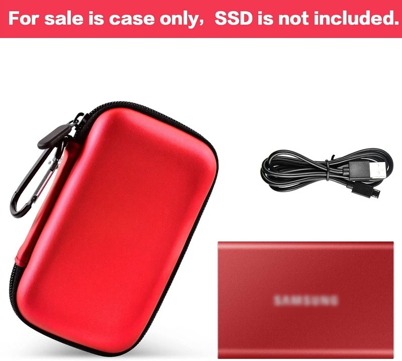 PAIYULE Case Compatible with Samsung T7/ T7 Touch Portable SSD 1TB 2TB 500GB USB 3.2 External Solid State Drive, Travel Carrying Storage Organizer Fits for USB Cables and More Accessories (Red) - Image 4