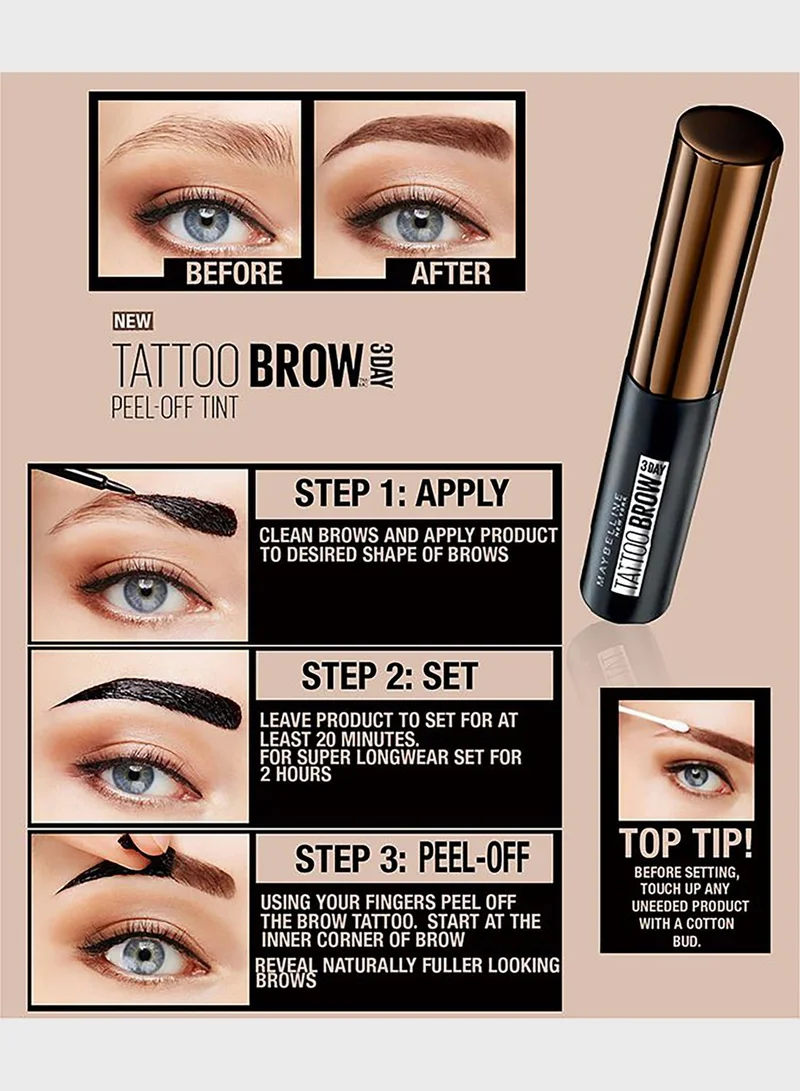 MAYBELLINE NEW YORK Brow Tattoo Peel Off Tint Dark Brown