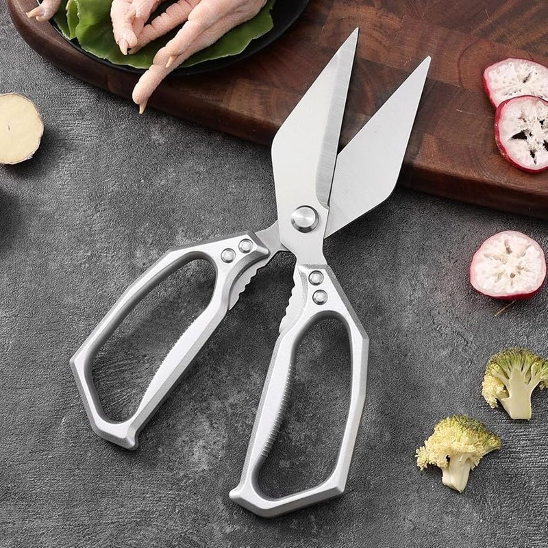 Heavy Duty Kitchen Scissors Silver Professional Stainless Steel For Cutting Chicken Bones Fish Bones Lobster Shells - Image 2