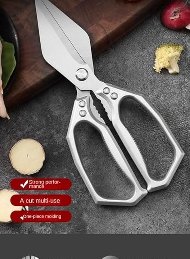 Heavy Duty Kitchen Scissors Silver Professional Stainless Steel For Cutting Chicken Bones Fish Bones Lobster Shells - Image 4