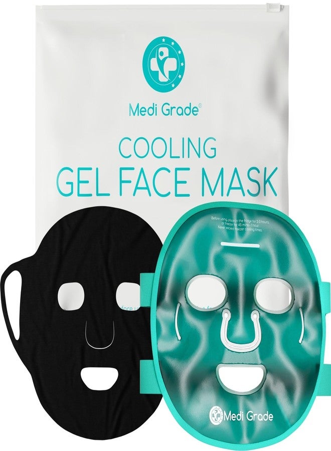 Medi Grade Cooling Gel Face Mask with 1 Lycra Fabric Mask and Storage Pouch - Soothing Gel Face Mask for Dark Circles and Puffiness - Cold Full Face Gel Mask Relaxation - Image 1