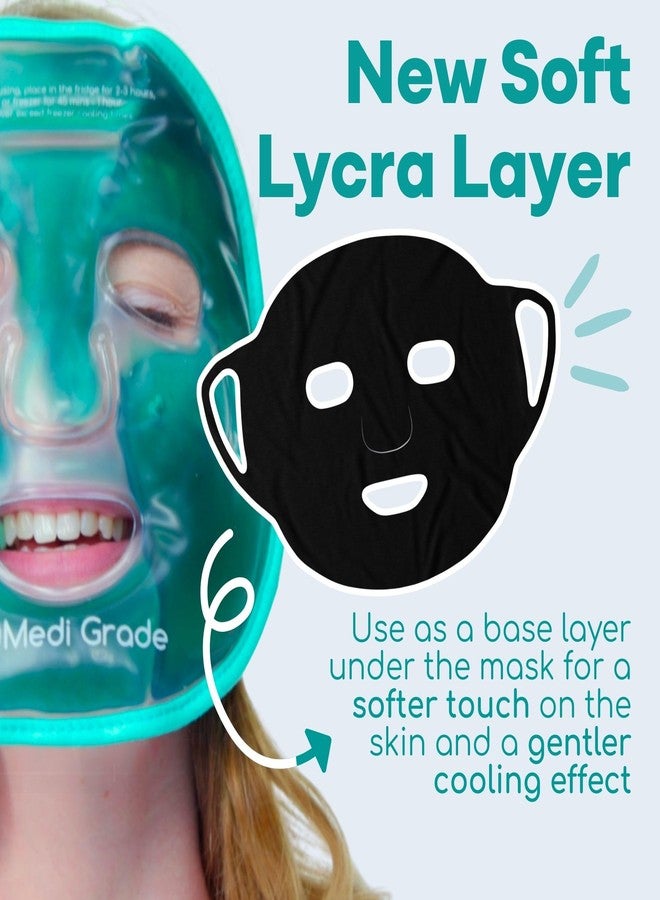 Medi Grade Cooling Gel Face Mask with 1 Lycra Fabric Mask and Storage Pouch - Soothing Gel Face Mask for Dark Circles and Puffiness - Cold Full Face Gel Mask Relaxation - Image 2
