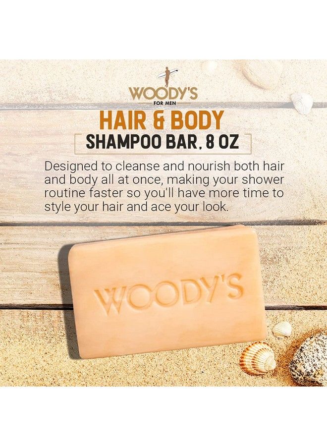 Woody's شامبو للشعر والجسم للرجال 2 في 1، صابون متعدد الأغراض للشعر والوجه والجسم، 8 أونصة، قطعة واحدة - Image 3