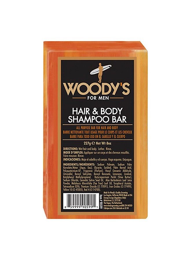 Woody's شامبو للشعر والجسم للرجال 2 في 1، صابون متعدد الأغراض للشعر والوجه والجسم، 8 أونصة، قطعة واحدة - Image 1