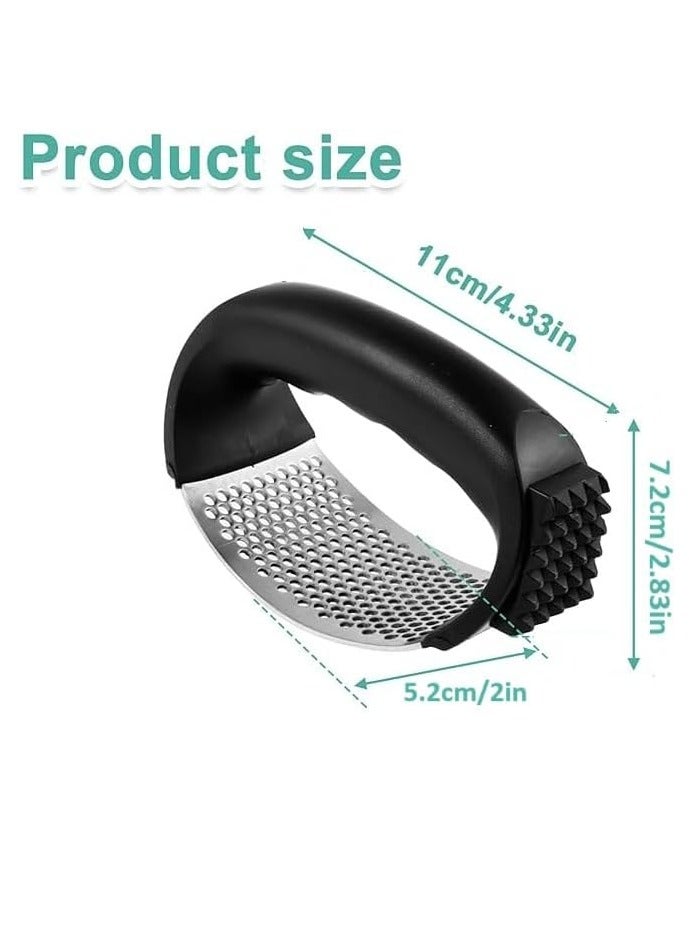 مكبس الثوم على شكل قوس من الفولاذ المقاوم للصدأ، مطحنة يدوية متينة، تصميم هزاز، أداة مطبخ مفيدة للطهي بدون عناء - Image 2