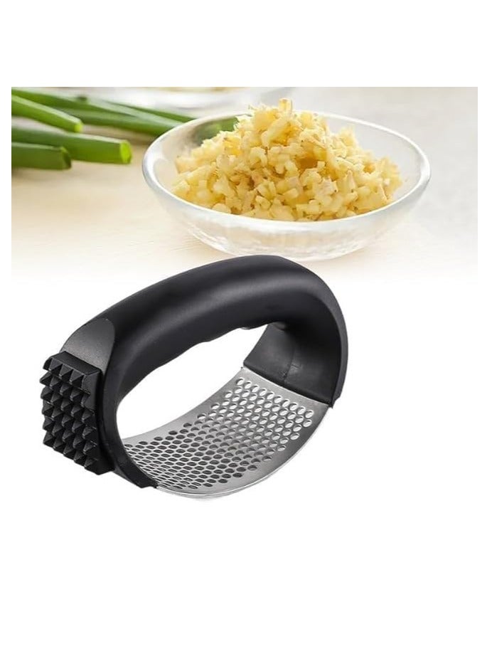 مكبس الثوم على شكل قوس من الفولاذ المقاوم للصدأ، مطحنة يدوية متينة، تصميم هزاز، أداة مطبخ مفيدة للطهي بدون عناء - Image 1