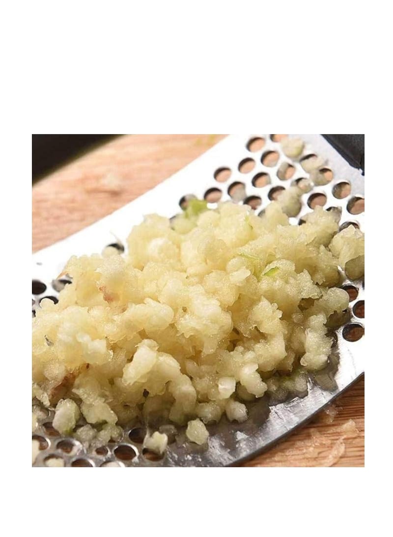 مكبس الثوم على شكل قوس من الفولاذ المقاوم للصدأ، مطحنة يدوية متينة، تصميم هزاز، أداة مطبخ مفيدة للطهي بدون عناء - Image 4