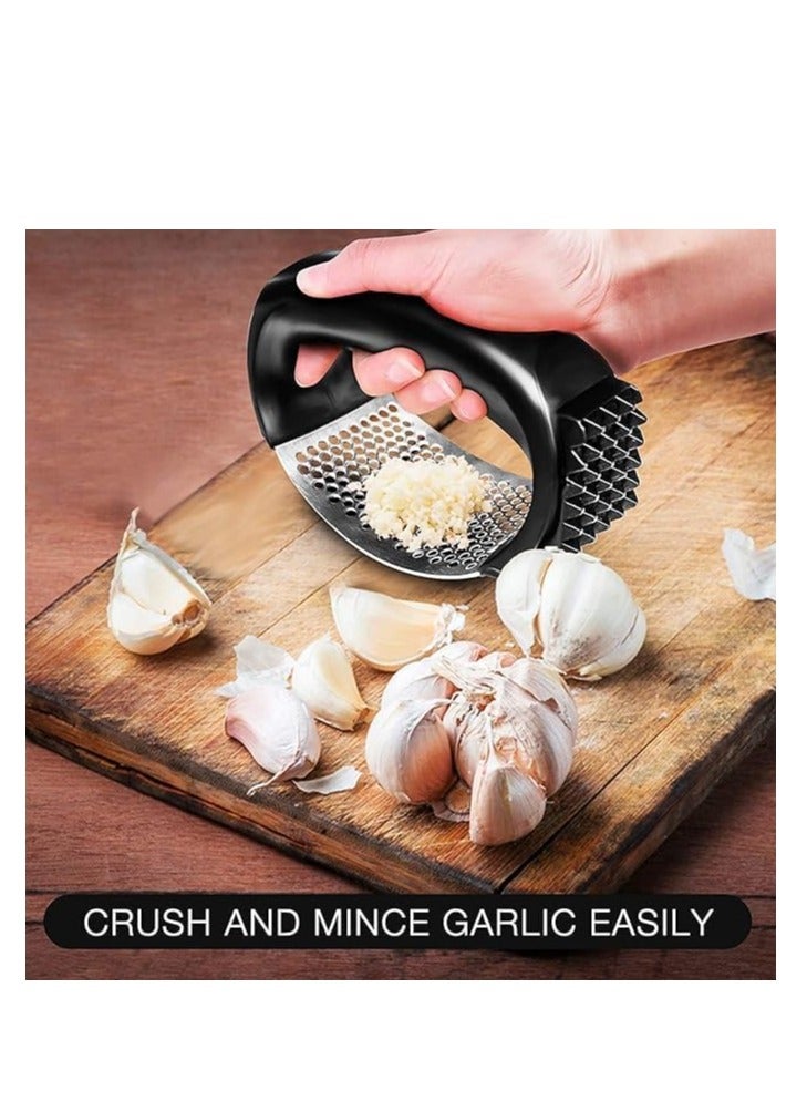 مكبس الثوم على شكل قوس من الفولاذ المقاوم للصدأ، مطحنة يدوية متينة، تصميم هزاز، أداة مطبخ مفيدة للطهي بدون عناء - Image 5
