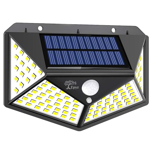 Epyz ABS Plastic Solar Light Outdoor Waterproof Motion Sensor Lights Wall Night Light With 2 Modes For Fence Garage Yard Step Stair [ White Light,Pack Of 1, 100LED ] - Image 1