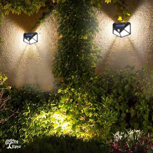 Epyz ABS Plastic Solar Light Outdoor Waterproof Motion Sensor Lights Wall Night Light With 2 Modes For Fence Garage Yard Step Stair [ White Light,Pack Of 1, 100LED ] - Image 2