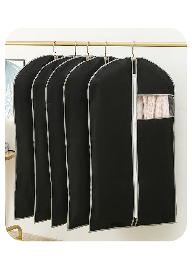 5 pack Zippered Hanging Suit Protector Bag Black, Dust Cover Wardrobe Cover Suit Bags（60*110cm） - Image 2