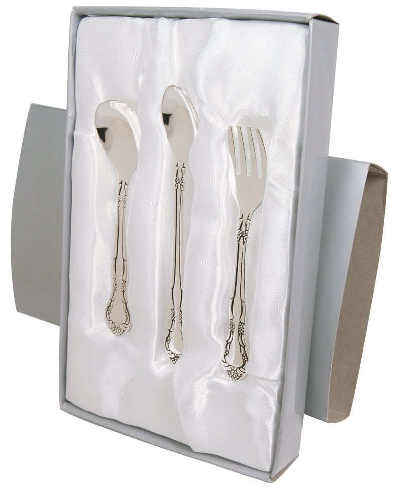 Stephan Baby Stephan Baby Keepsake 3 Piece Silver Plated Feeding Set in SatinLined Gift Box