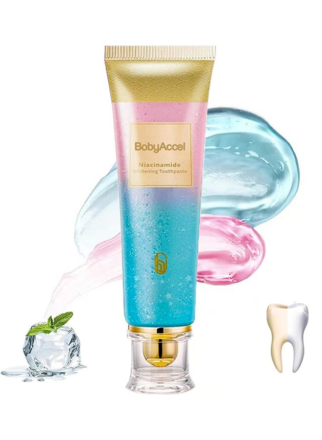 بودي أكسيل معجون أسنان بالنياسيناميد لتبييض الأسنان، بإزالة مكثفة للبقع وتركيبة طبيعية خالية من الفلورايد لطيفة لتبييض الأسنان والعناية باللثة لنفس منعش من بودي اكسل - Image 1