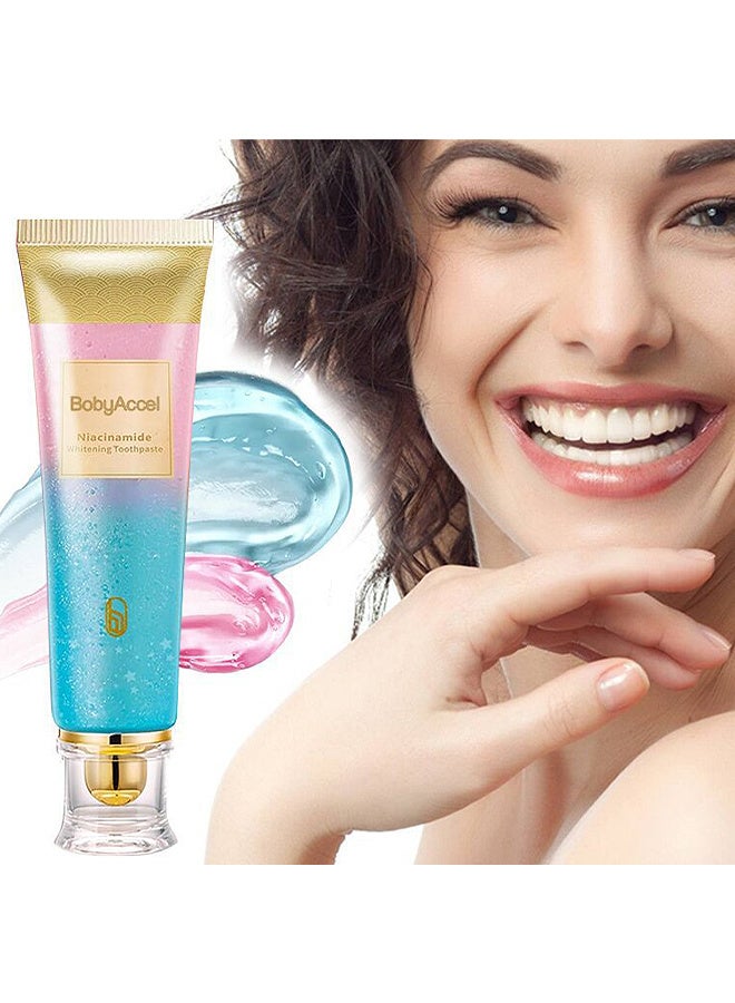 بودي أكسيل معجون أسنان بالنياسيناميد لتبييض الأسنان، بإزالة مكثفة للبقع وتركيبة طبيعية خالية من الفلورايد لطيفة لتبييض الأسنان والعناية باللثة لنفس منعش من بودي اكسل - Image 2