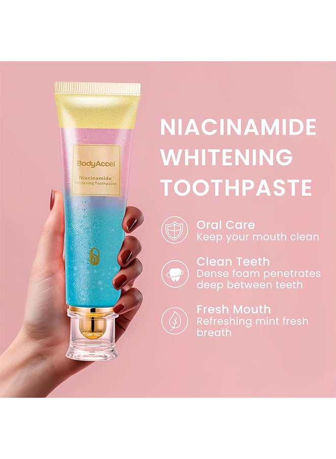 بودي أكسيل معجون أسنان بالنياسيناميد لتبييض الأسنان، بإزالة مكثفة للبقع وتركيبة طبيعية خالية من الفلورايد لطيفة لتبييض الأسنان والعناية باللثة لنفس منعش من بودي اكسل - Image 4