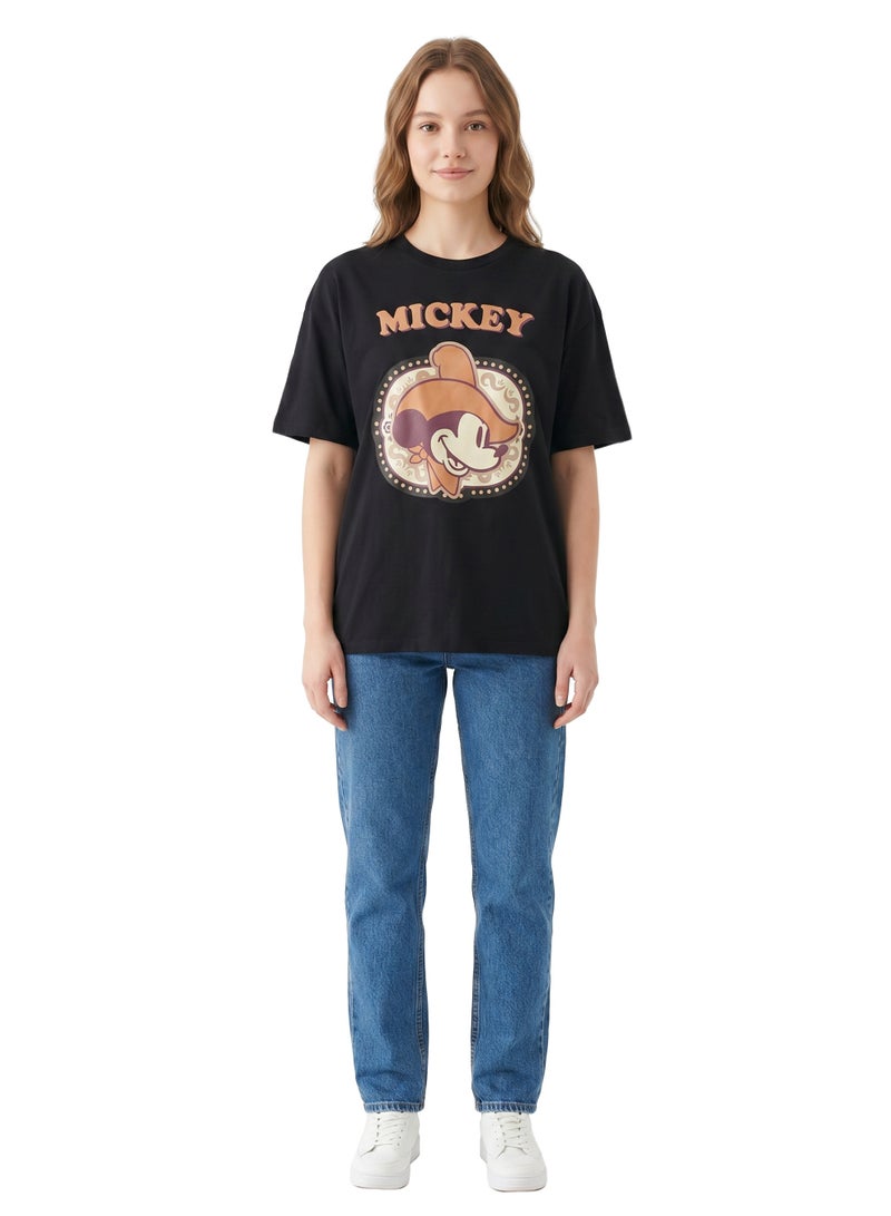 Disney Mickey Vintage Badge Women’s Oversized Drop Shoulder T-Shirt - Image 3
