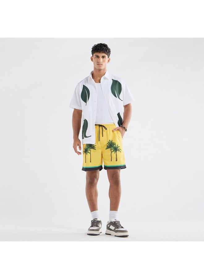 FAV - Palm Tree Print Shorts with Drawstring Closure and Pockets - Image 1