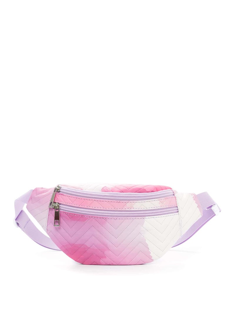 Generic Fashion Kids Chest Bag Multicolor Print Diamond Pattern V-Embroidery red purple 