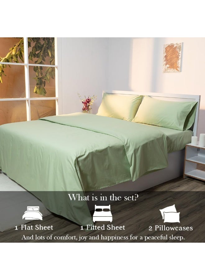 Atelier 4-Piece Bed Sheet Sets 100% Cotton Hotel Luxury 400 Thread Count Percale Weave Easy Wash Care | Laurel Green | Cal King - Image 2