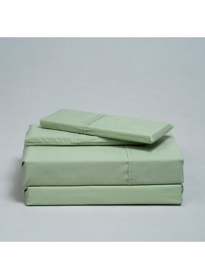 Atelier 4-Piece Bed Sheet Sets 100% Cotton Hotel Luxury 400 Thread Count Percale Weave Easy Wash Care | Laurel Green | Cal King - Image 1