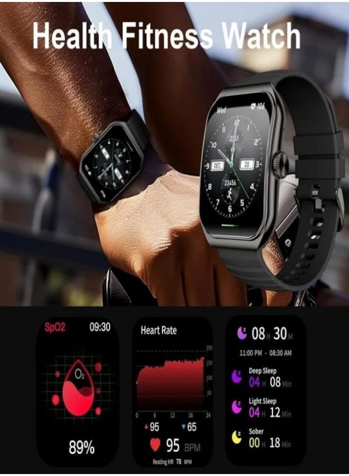 بلاك شارك ساعة ذكية بلاك شارك GT3 بشاشة AMOLED مقاس 1.96 بوصة، تدعم مكالمات البلوتوث، مقاومة للماء IP68، بطارية تدوم حتى 10 أيام مع سوارين (جلدي وسيليكون) - لون أسود - Image 3