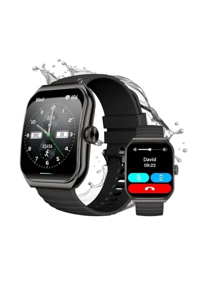 بلاك شارك ساعة ذكية بلاك شارك GT3 بشاشة AMOLED مقاس 1.96 بوصة، تدعم مكالمات البلوتوث، مقاومة للماء IP68، بطارية تدوم حتى 10 أيام مع سوارين (جلدي وسيليكون) - لون أسود - Image 2