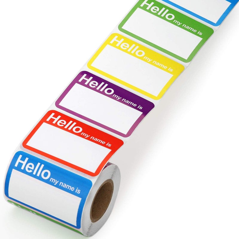 Methdic 5 Colors (Hello My Name is) Name Tags Stickers 400 Labels for Office, Meeting, School, Teachers and Mailing - Image 1