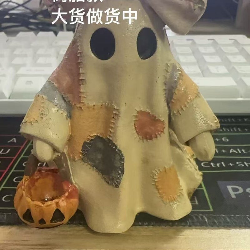 Patchwork Ghost Halloween Ornament - Image 2