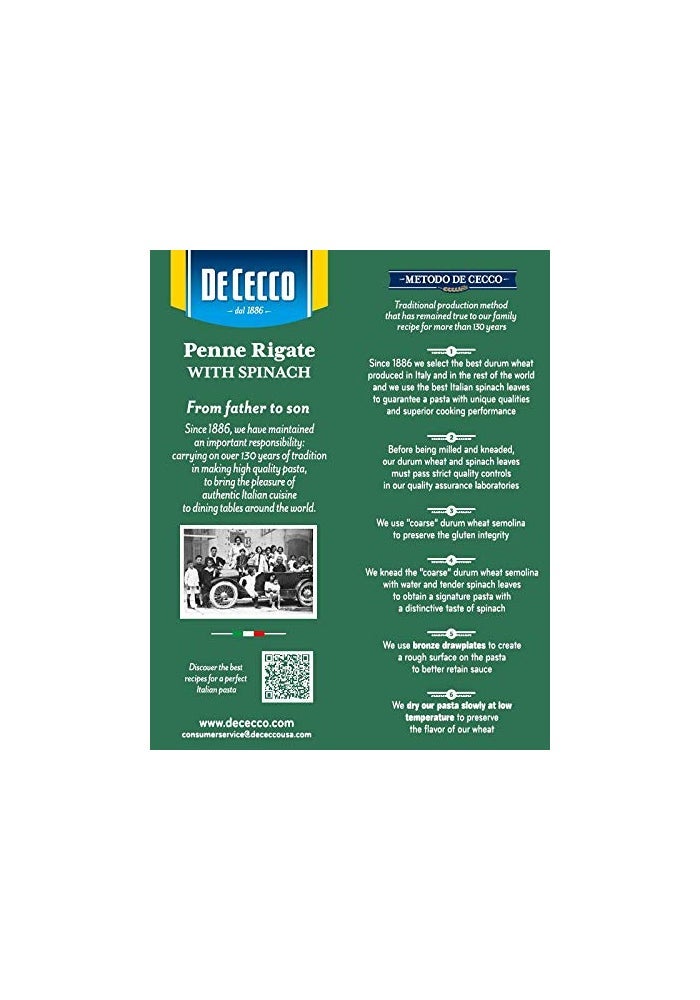 De Cecco Spinach Pasta, Penne Rigate No.41, 12 Ounce (Pack of 12) - Image 4