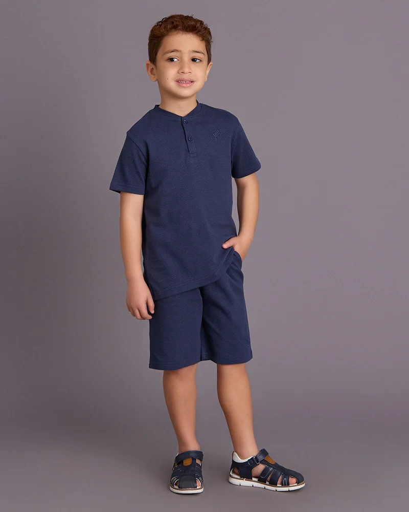 Redtag Boys Navy Plain Shorts