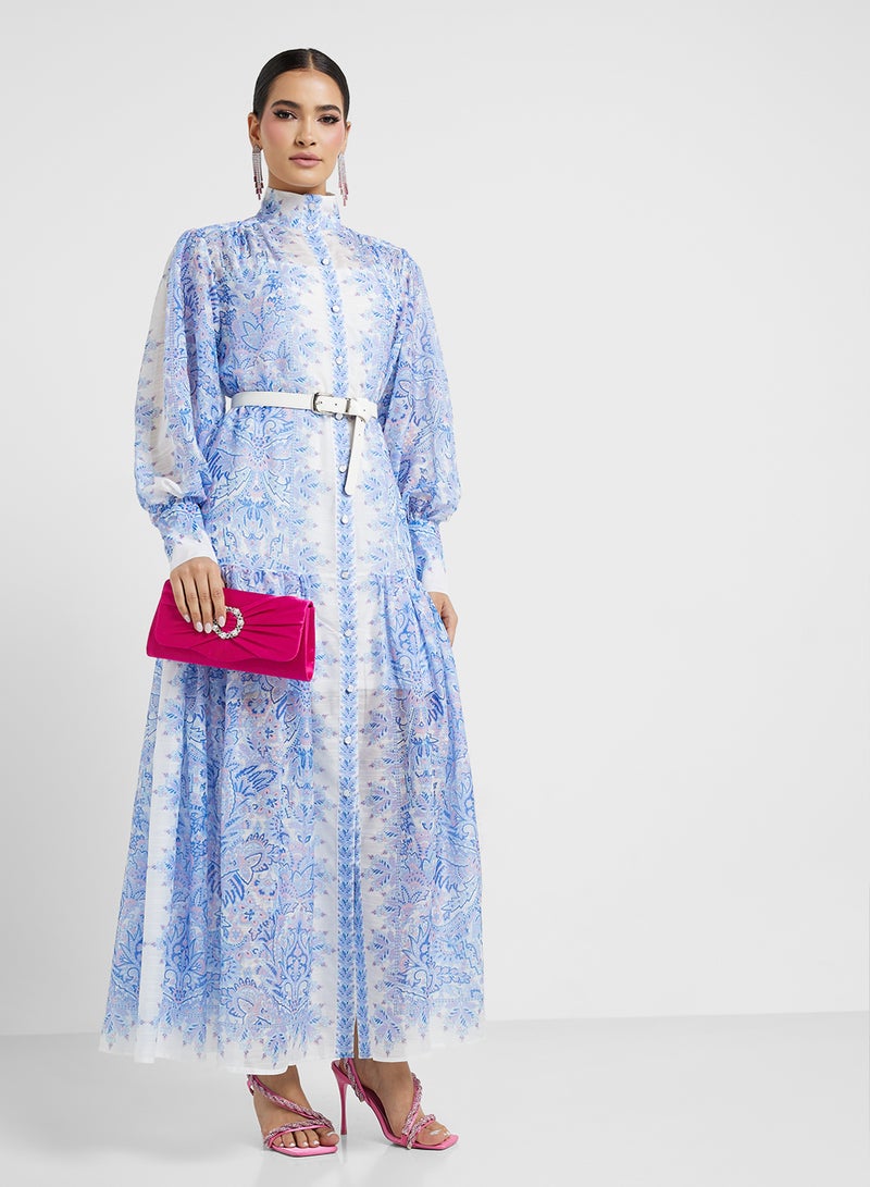 Khizana Paisley Chiffon Maxi Dress - Image 1