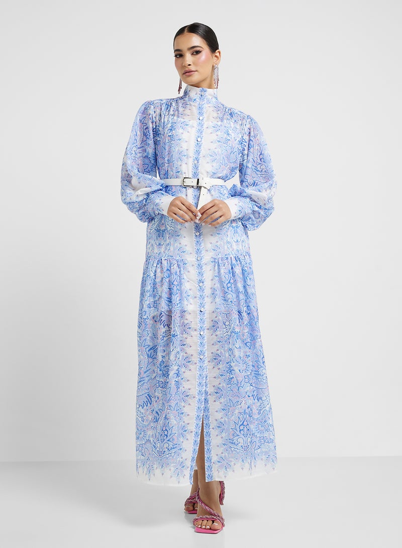 Khizana Paisley Chiffon Maxi Dress - Image 4