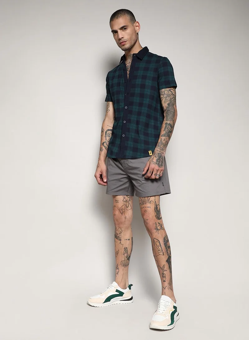 كامبوس سوترا Men's Green & Blue Tartan Plaid Shirt