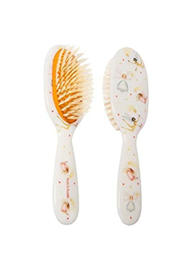 Rock & Ruddle Rock Ruddle Soft White Natural Boar Bristle Hairbrush for Babies and Young Children Perfect for Fine Hair Detangling and Smoothing Fairies Design Small - Image 1