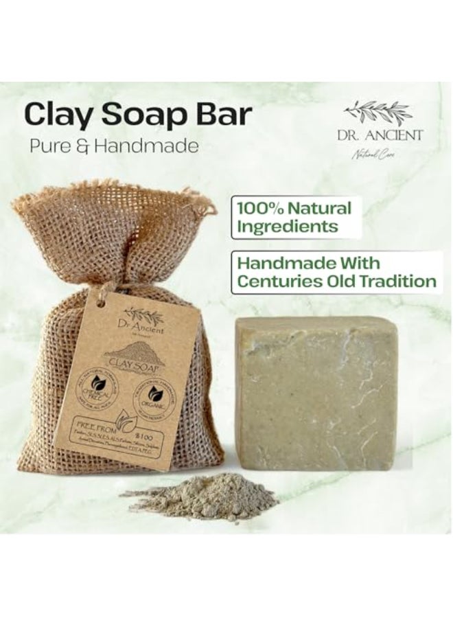 Dr.Ancient DrAncient Clay Soap Bar Organic Soap Bars Handcrafted the Traditional Way Natural ChemicalFree Vegan Used for Face Wash Body Wash Hand Cleansing and Skin Care Gentle Exfoliating Cleanser - Image 4
