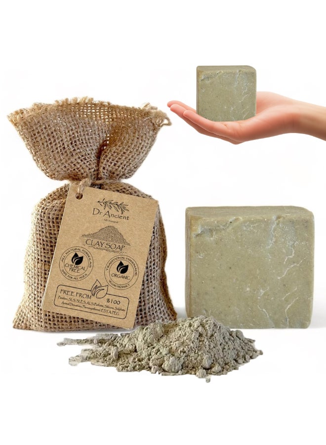 Dr.Ancient DrAncient Clay Soap Bar Organic Soap Bars Handcrafted the Traditional Way Natural ChemicalFree Vegan Used for Face Wash Body Wash Hand Cleansing and Skin Care Gentle Exfoliating Cleanser - Image 3