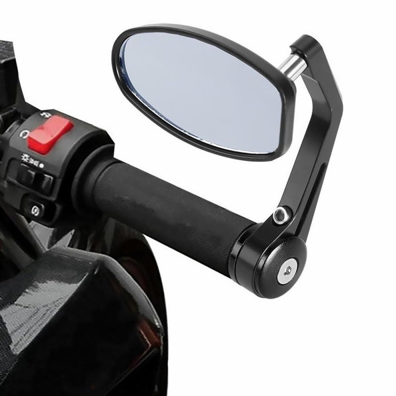 Universal 22mm Aluminum Motorcycle Handlebar Side Mirrors 1 Pair Rear View - Image 4