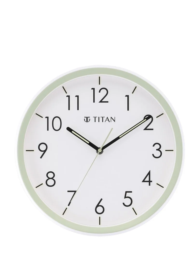 تيتان Contemporary White Dial Green Color Lume Filled Hands Technology - 32.5 cm x 32.5 cm (Medium)