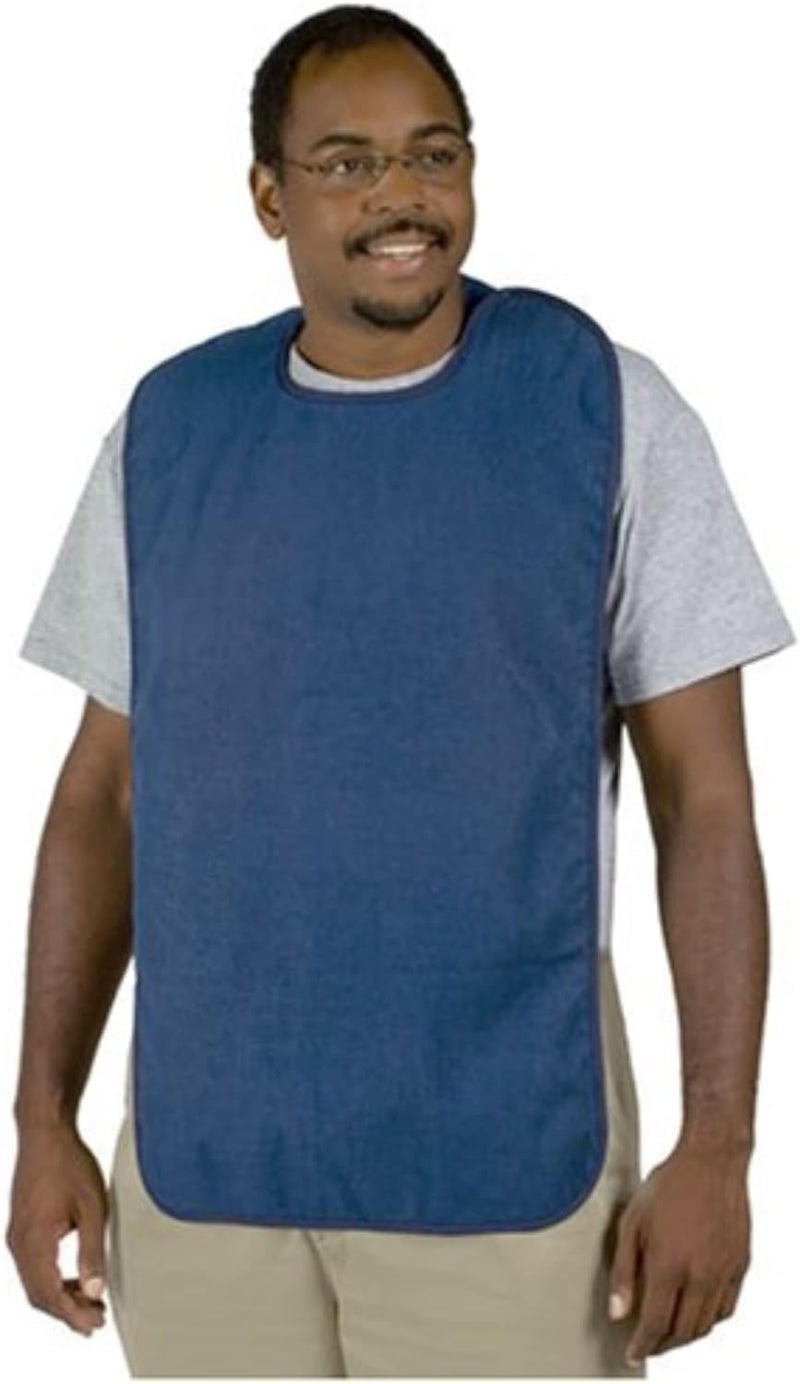DMI Terry Cloth Adult Bib for Eating - Washable Mealtime Clothing Protector in Blue - Image 1
