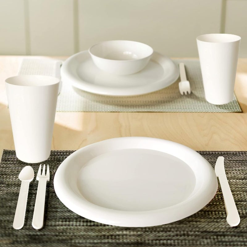 Layron 24Piece Plastic Plates and Bowls Sets Dinnerware Set Dishes Set for 4College Dorm Room EssentialsCamping Plates and Bowls with TumblerKnivesForks and SpoonsMess KitMicrowave SafeBPA Free - Image 5