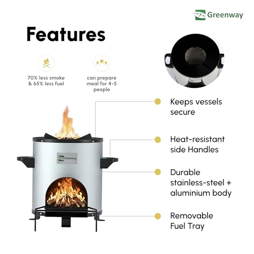 Greenway Smart Stove - Improved Biomass Cooking Stove | Smoke Less Small Stove | Bioflame Wood Stove | No LPG or Gas Needed | Affordable Clean Cooking | Eco-Friendly Lakdi ka chulha | Made-in-India - Image 2