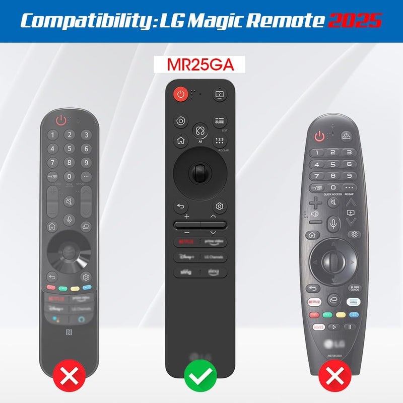 Winceed Silicone Case for LG MR25GA Remote Control [Anti-Slip] Protective Cover for MR25GA Magic Remote Compatible with 2025 LG OLED Smart TV Series Remote (Black) - Image 2