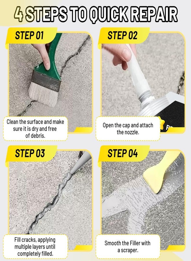 LUVBOATE Concrete Crack Filler, 4.5LB High Elasticity Self Leveling Cement Crack Filler, Slab Concrete Waterproof Repair Sealant for Driveway, Walkway, Patio, Joint, Indoor and Outdoor - Grey (74oz) - Image 5