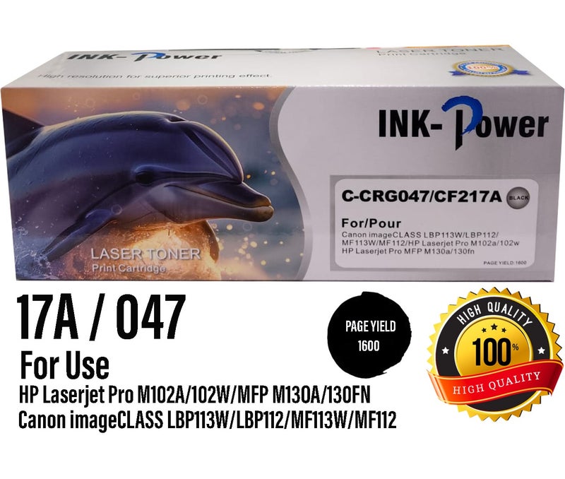اينك باور خرطوشة حبر047 17A CF217A متوافقة مع طابعة HP LaserJet Pro M102 M102a M102w M130 M130a M130fn M130fw M130nw M132 M132a M132fn M132fp M132fw Printer M132n w M132sfnw M132snw (أسود) - Image 1